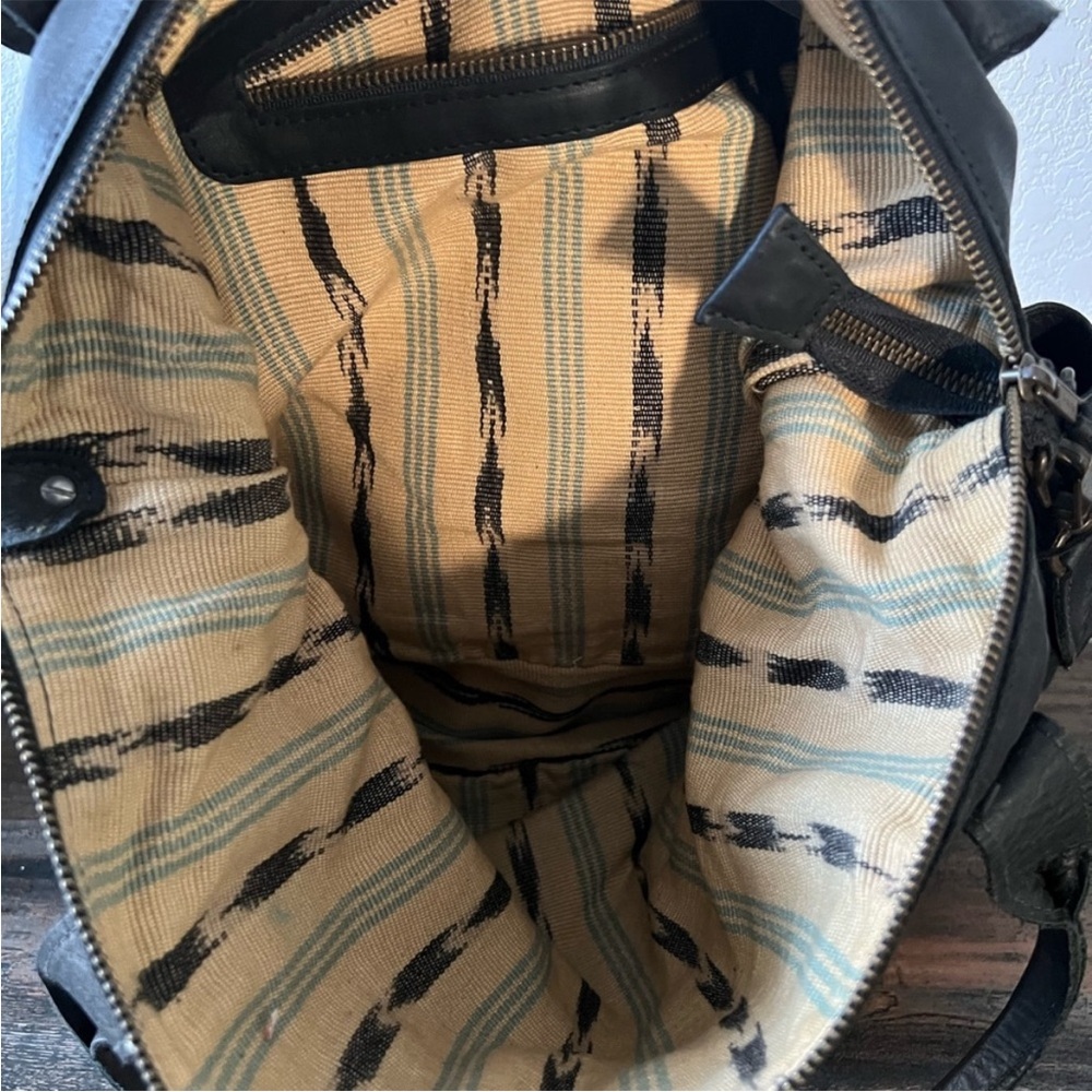 Nena & Co. Convertible Backpack Tote Bag Black Leather Tribal Geometric Woven - Picture 13 of 14